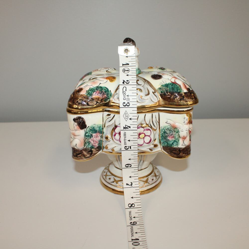 Capodimonte Cherub Trinket Box Porcelain Italy #83 VTG - Picture 8 of 8